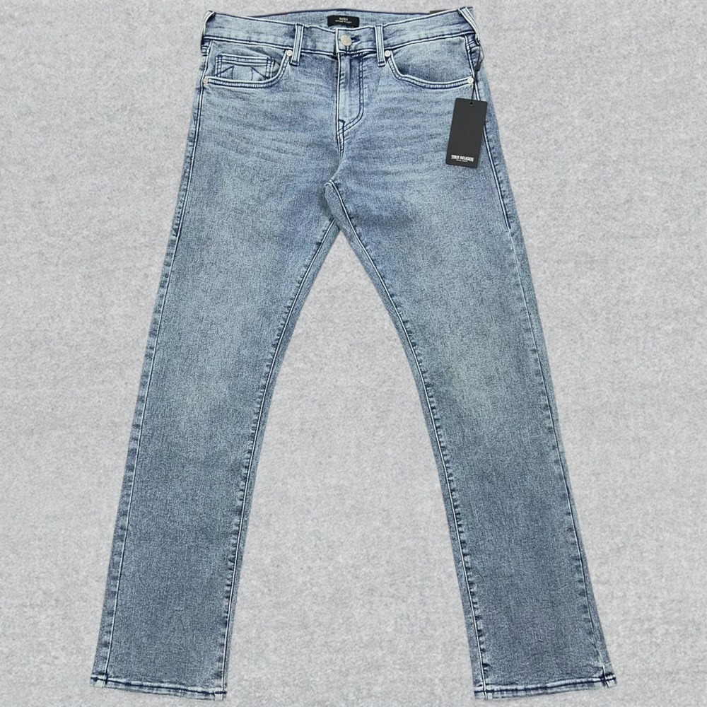 NEW True Religion Jeans Men's 32x34 Blue Pear Wash Ricky Relaxed Straight Leg